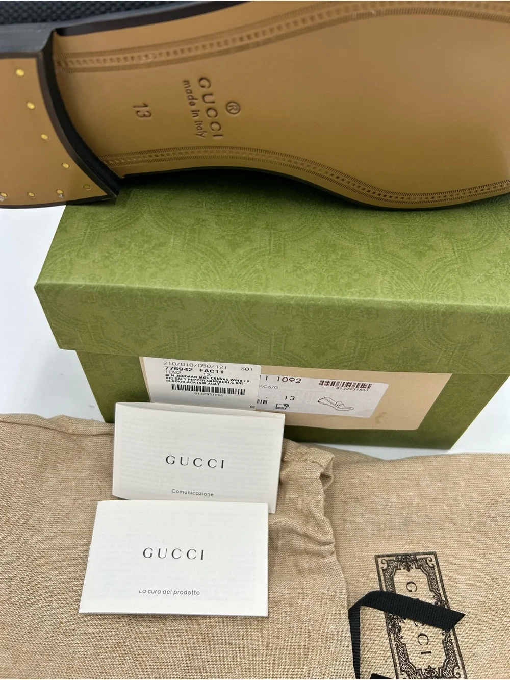 Men's  Gucci, NEW JORDAAN canvas horse bit loafer size 13 made in Italy